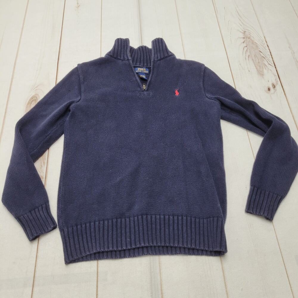 Polo Ralph Lauren navy blue quarter zip pullover sweater preppy old money 14